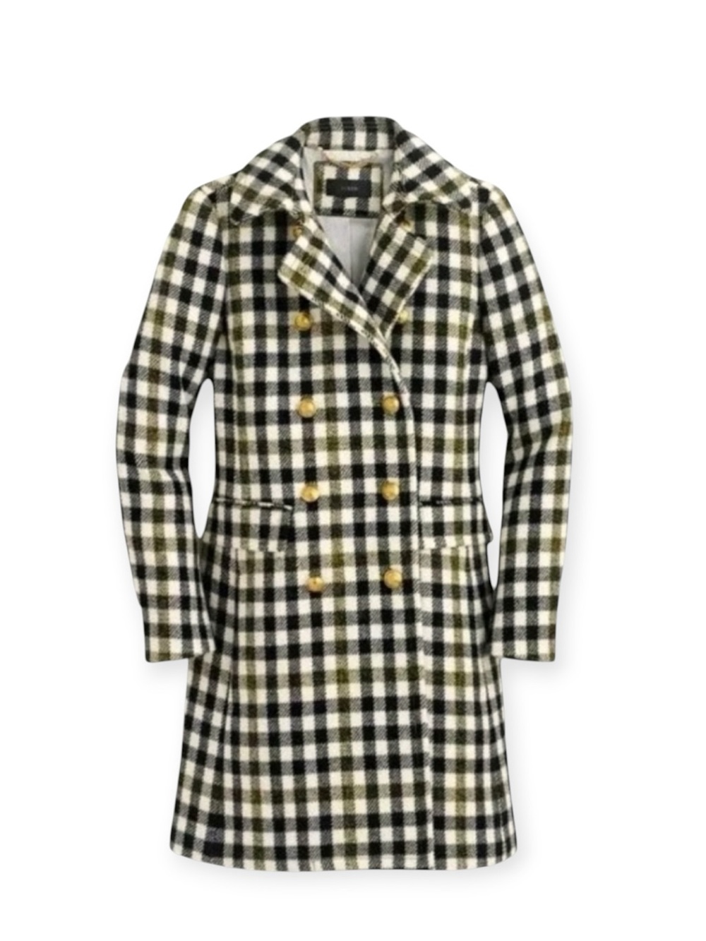 J. Crew Double Breasted Coat Oxford Check Size 2 Timeless Classic Preppy